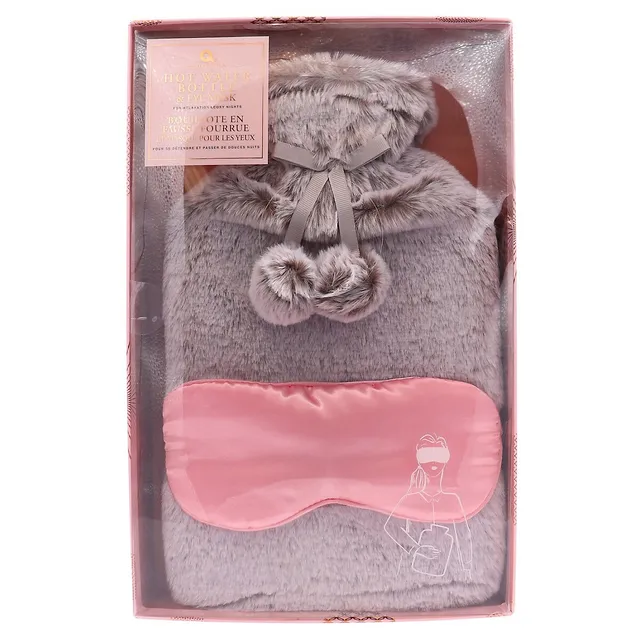 Aroma Home 2-Piece Faux Fur Hot Water Bottle & Eye Mask Set 3 Aroma Home 2-Piece Faux Fur Hot Water Bottle & Eye Mask Set