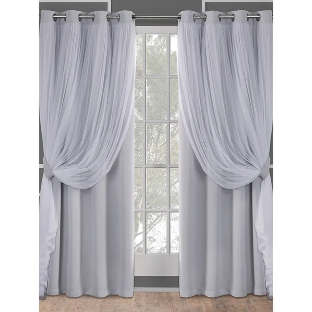Catarina 2-Piece Solid & Sheer Layered Curtain Panel Set 3 Catarina 2-Piece Solid & Sheer Layered Curtain Panel Set